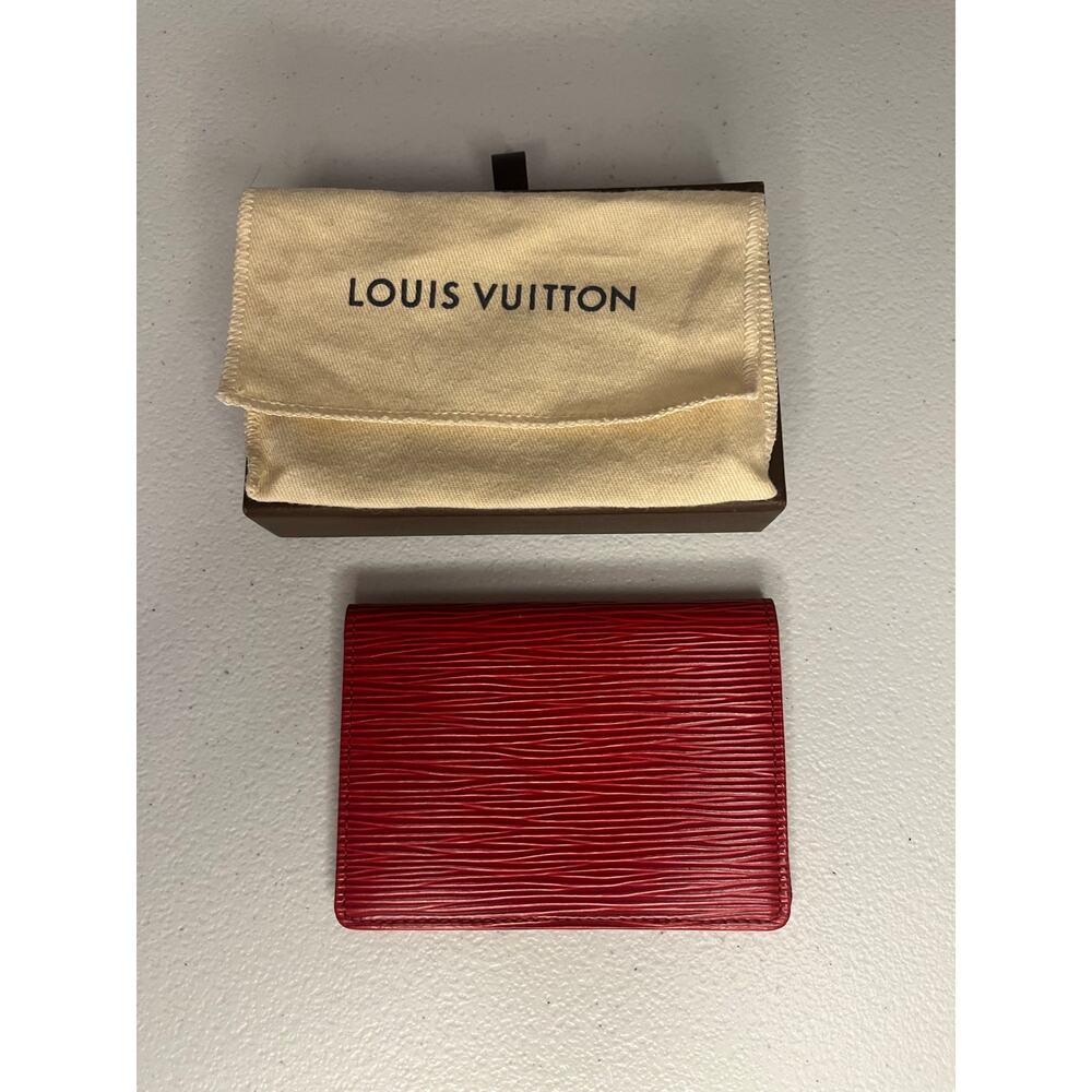 Louis Vuitton Red Epi Leather Bi-Fold Card Holder w/ Box, Dust Bag, and COA